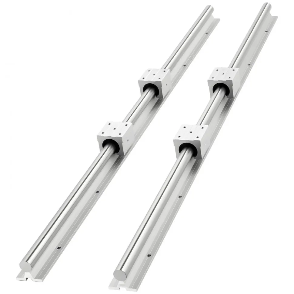 VEVOR Linear Rail Kit, SBR25, 2Pcs 1200 mm (47.24 inch) Linear Motion Guide Rails and 4Pcs Bearing Slide Blocks, Fully Supported Shaft, for Cutting, Grinding, Milling, Drilling Machines, and More