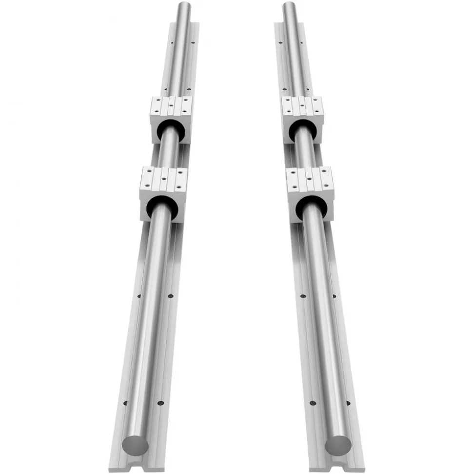 VEVOR Linear Rail Kit, SBR25, 2Pcs 1200 mm (47.24 inch) Linear Motion Guide Rails and 4Pcs Bearing Slide Blocks, Fully Supported Shaft, for Cutting, Grinding, Milling, Drilling Machines, and More