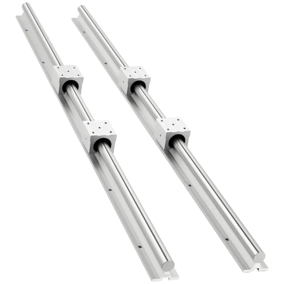 VEVOR Linear Rail Kit, SBR25, 2Pcs 1200 mm (47.24 inch) Linear Motion Guide Rails and 4Pcs Bearing Slide Blocks, Fully Supported Shaft, for Cutting, Grinding, Milling, Drilling Machines, and More