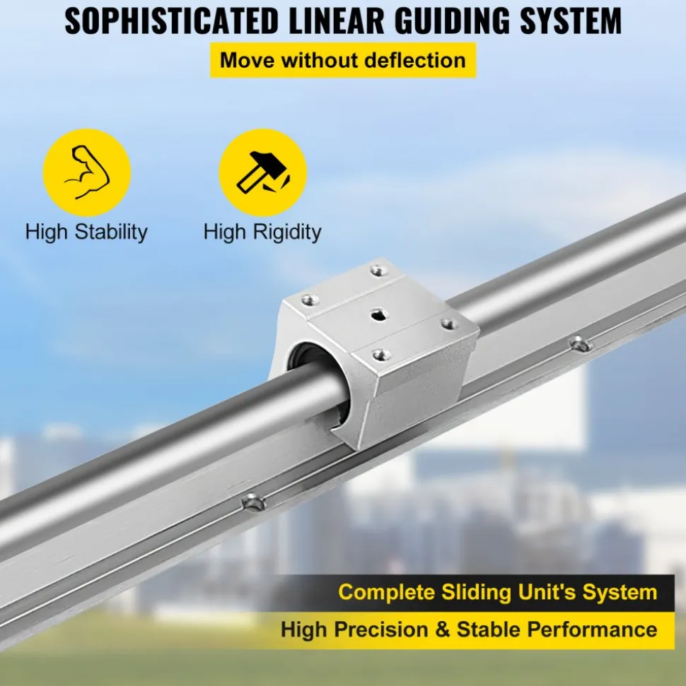 VEVOR Linear Rail, 2PCS SBR12-1000mm, Linear Guide 2 PCS Linear Guide Rails, 4 PCS Square Type Carriage Bearing Blocks, CNC Rail Linear Rails and Bearings Kit, for Automated Machines and Equipments