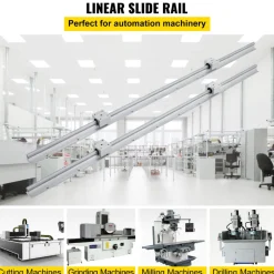 VEVOR Linear Rail, 2PCS SBR12-1000mm, Linear Guide 2 PCS Linear Guide Rails, 4 PCS Square Type Carriage Bearing Blocks, CNC Rail Linear Rails and Bearings Kit, for Automated Machines and Equipments