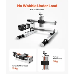 VEVOR Linear Stage Actuator, 100 mm Effective Stroke, Ball Screw CNC Linear Motion Guide Rail, Double Optical Axis, C7 High-Precision, Bearing Slide Block, Manual Handwheel, for CNC Router X Y Z Axis
