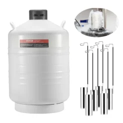 VEVOR Liquid Nitrogen Tank, 30 L Aluminum Alloy Liquid Nitrogen Container, LN2 Tank Dewar with 6 Canisters and Carry Bag with Straps, Cryogenic Tank for Beauty Industry, Semen Preservation, Scientific