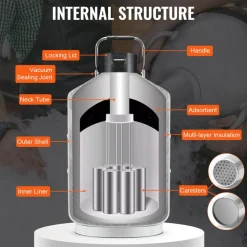 VEVOR Liquid Nitrogen Tank, 10 L Aluminum Alloy Liquid Nitrogen Container, LN2 Tank Dewar with 6 Canisters and Carry Bag with Straps, Cryogenic Tank for Beauty Industry, Semen Preservation, Scientific