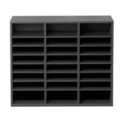 VEVOR Literature Organizer, 24 Compartments Office Mailbox with Adjustable Shelves, Wooden Mailbox Sorter Medium Density Fiberboard Office Home Classroom Storage for Files, Documents, Papers, Grey