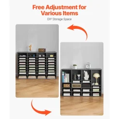 VEVOR Literature Organizer, 36 Compartments Office Mailbox with Adjustable Shelves, Wooden Mailbox Sorter Medium Density Fiberboard Office Home Classroom Storage for Files, Documents, Papers, Grey