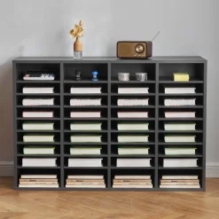 VEVOR Literature Organizer, 36 Compartments Office Mailbox with Adjustable Shelves, Wooden Mailbox Sorter Medium Density Fiberboard Office Home Classroom Storage for Files, Documents, Papers, Grey