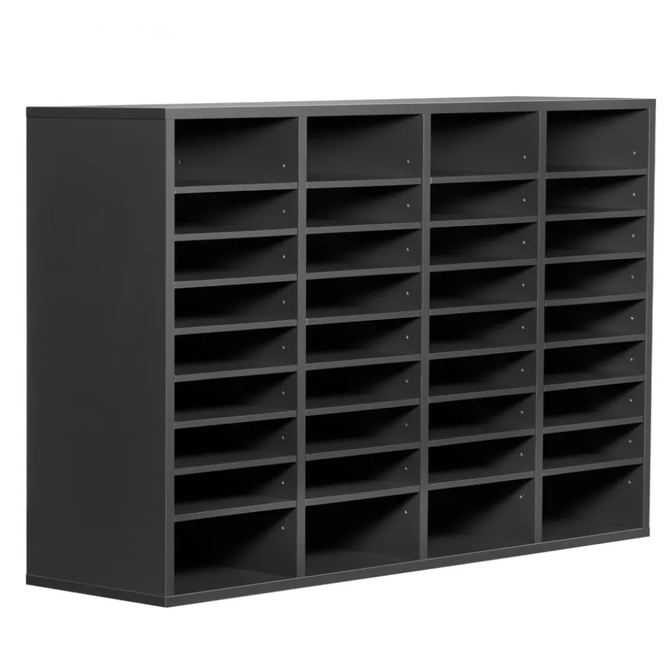 VEVOR Literature Organizer, 36 Compartments Office Mailbox with Adjustable Shelves, Wooden Mailbox Sorter Medium Density Fiberboard Office Home Classroom Storage for Files, Documents, Papers, Grey