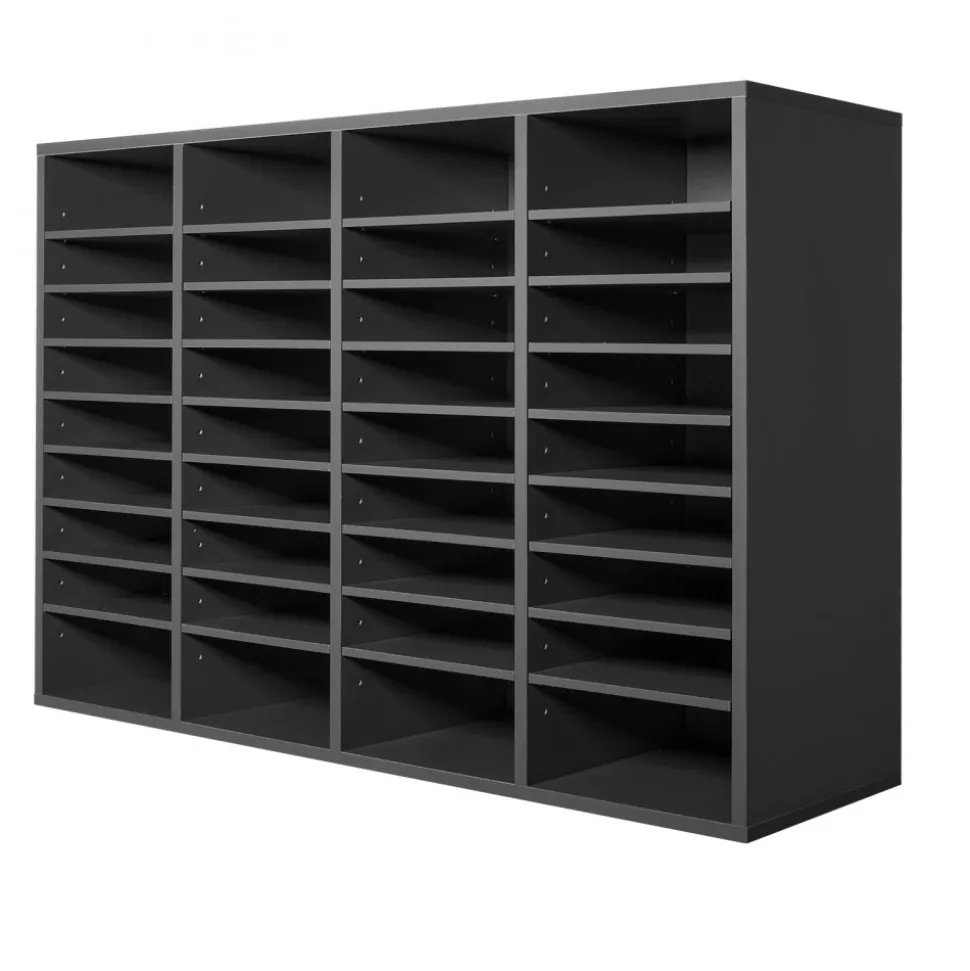 VEVOR Literature Organizer, 36 Compartments Office Mailbox with Adjustable Shelves, Wooden Mailbox Sorter Medium Density Fiberboard Office Home Classroom Storage for Files, Documents, Papers, Grey