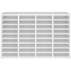 VEVOR Literature Organizer, 36 Compartments Office Mailbox with Detachable Shelves, Wooden Mailbox Sorter with Particle Board, Countertop Office Home Storage Organizer for File, Document, Paper, White