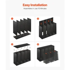 VEVOR Literature Organizer, 36 Compartments Office Mailbox with Detachable Shelves, Wooden Mailbox Sorter with Particle Board, Countertop Office Home Storage Organizer for File, Document, Paper, Black