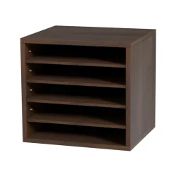 VEVOR Literature Organizers, 5 Compartments Office Mailbox with Adjustable Shelves, Wood literature sorter 13.9x12x13 inches for Office, Home, Classroom, Mailrooms Organization, EPA Certified, Brown