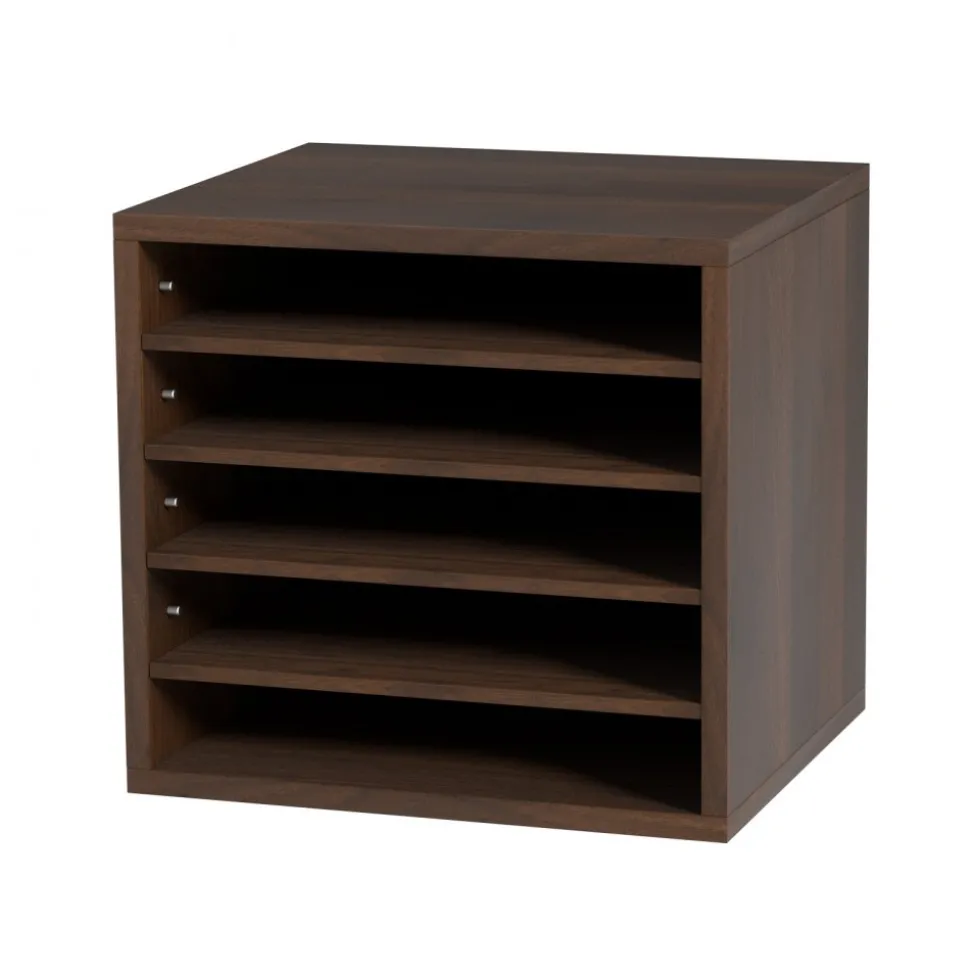 VEVOR Literature Organizers, 5 Compartments Office Mailbox with Adjustable Shelves, Wood literature sorter 13.9x12x13 inches for Office, Home, Classroom, Mailrooms Organization, EPA Certified, Brown