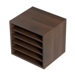 VEVOR Literature Organizers, 5 Compartments Office Mailbox with Adjustable Shelves, Wood literature sorter 13.9x12x13 inches for Office, Home, Classroom, Mailrooms Organization, EPA Certified, Brown