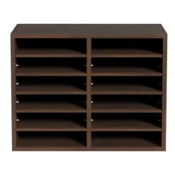 VEVOR Literature Organizers, 12 Compartments Office Mailbox with Adjustable Shelves, Wood Literature Sorter 20.4x12x16.1 inches for Office, Home, Classroom, Mailrooms Organization, EPA Certified Brown