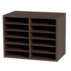 VEVOR Literature Organizers, 12 Compartments Office Mailbox with Adjustable Shelves, Wood Literature Sorter 20.4x12x16.1 inches for Office, Home, Classroom, Mailrooms Organization, EPA Certified Brown