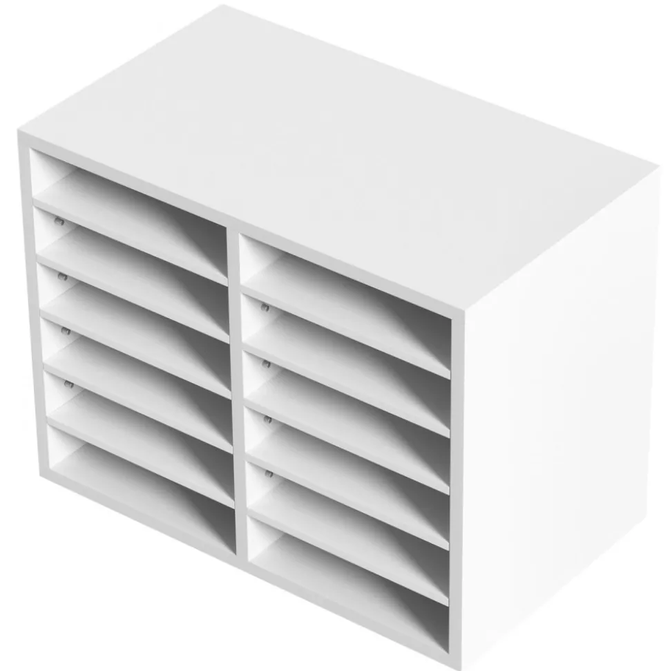 VEVOR Literature Organizers, 12 Compartments Office Mailbox with Adjustable Shelves, Wood Literature Sorter 20.4x12x16.1 inches for Office, Home, Classroom, Mailrooms Organization, EPA Certified White