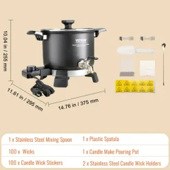 VEVOR 5 Liter Wax Melter for Candle Making, Large Electric Wax Melting Pot Easy Pour Spout, 4-level Temperature Control, Easy Clean for Candle Soap Cream Beauty Bulk Production Business or Home