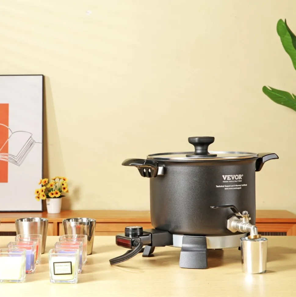 VEVOR 5 Liter Wax Melter for Candle Making, Large Electric Wax Melting Pot Easy Pour Spout, 4-level Temperature Control, Easy Clean for Candle Soap Cream Beauty Bulk Production Business or Home