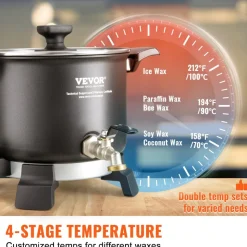 VEVOR 5 Liter Wax Melter for Candle Making, Large Electric Wax Melting Pot Easy Pour Spout, 4-level Temperature Control, Easy Clean for Candle Soap Cream Beauty Bulk Production Business or Home