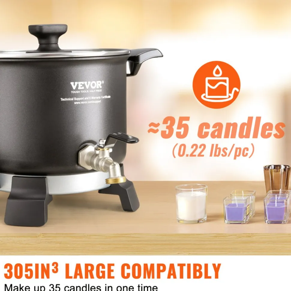 VEVOR 5 Liter Wax Melter for Candle Making, Large Electric Wax Melting Pot Easy Pour Spout, 4-level Temperature Control, Easy Clean for Candle Soap Cream Beauty Bulk Production Business or Home