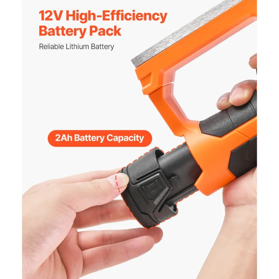 VEVOR Lithium-Ion Battery, 12V 2Ah, Portable Lithium Battery Pack Replacement, with Universal Adapter, Easy to Carry, Compatible with Makita Interfaces, VEVOR Cordless Electric Hand Planer, 1-Pack