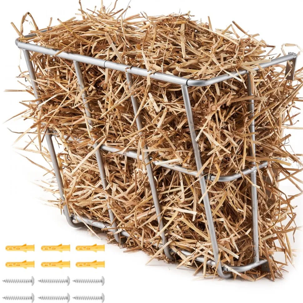 VEVOR Livestock Hay Feeder, 18.5 Gallons Large Capacity, Heavy-Duty Steel Goat Hay Rack, 24.4" Long Wall Mounted Horse Hay Holder, Multiple Sided Feeding Rack for Sheep Farm Livestock Indoor Outdoor