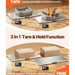 VEVOR Livestock Scale 700LBS, Dog Scales Large Platform 40.6x20.9Inch Stainless Steel Vet Scale Industrial Floor Scale Large Animal Scale  Pig Scale Goat Weight Scale Pet Digital Scale