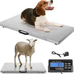 VEVOR Livestock Scale 700LBS, Dog Scales Large Platform 40.6x20.9Inch Stainless Steel Vet Scale Industrial Floor Scale Large Animal Scale Pig Scale Goat Weight Scale Pet Digital Scale