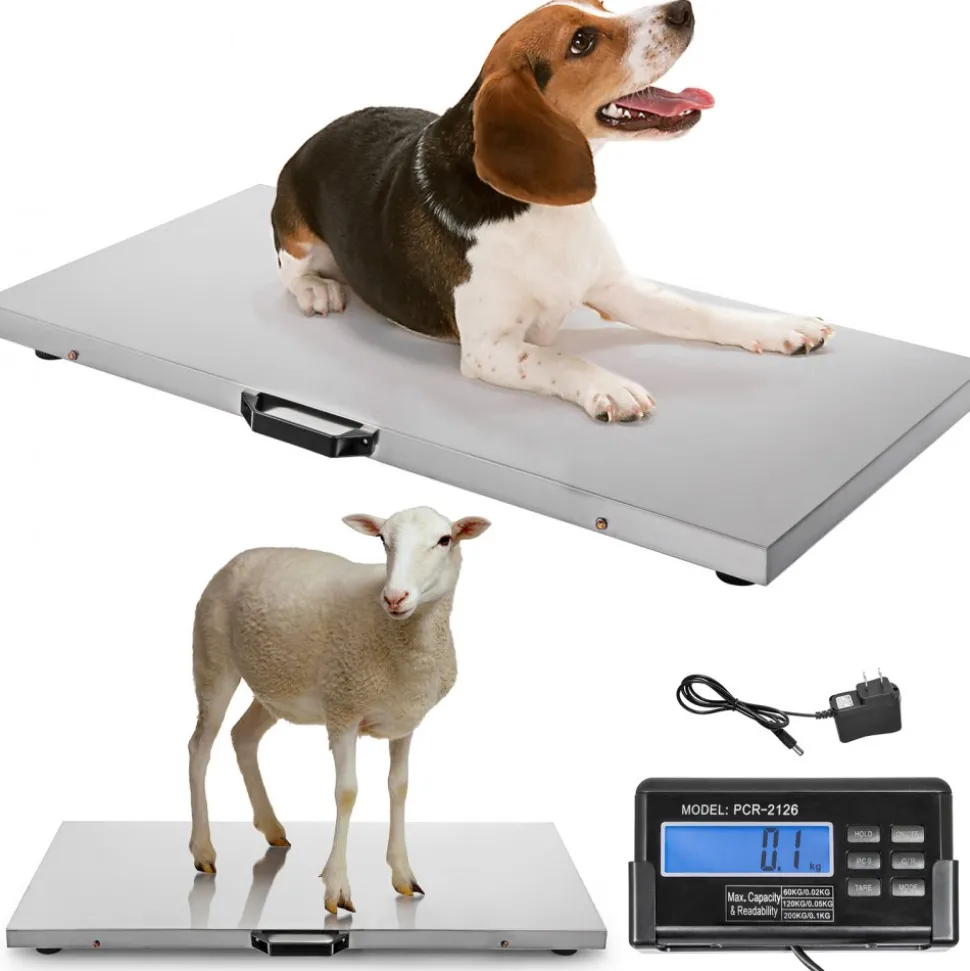 VEVOR Livestock Scale 700LBS, Dog Scales Large Platform 40.6x20.9Inch Stainless Steel Vet Scale Industrial Floor Scale Large Animal Scale Pig Scale Goat Weight Scale Pet Digital Scale