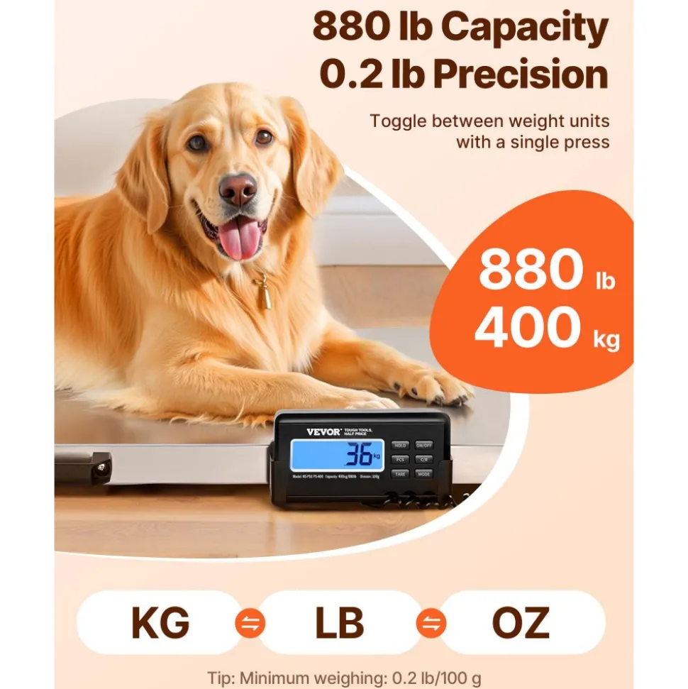 VEVOR Livestock Scale 700LBS, Dog Scales Large Platform 40.6x20.9Inch Stainless Steel Vet Scale Industrial Floor Scale Large Animal Scale Pig Scale Goat Weight Scale Pet Digital Scale