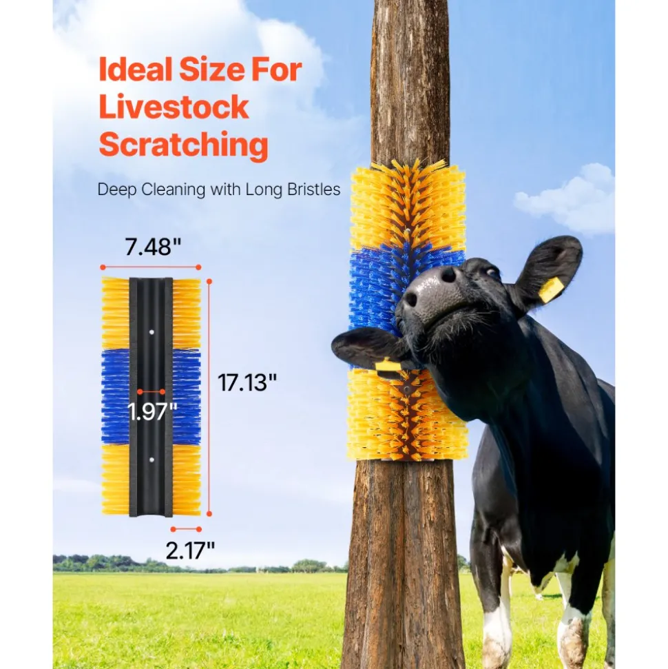 VEVOR Livestock Scratching Brush, 6 Pcs Horse Brush with 12 Screws, 17.1 x 7.5 in Cow Scratcher, for Back Itch Relief & Keep Cleaning, Grooming & Scratching Post for Horse, Pig, Cattle Supplies