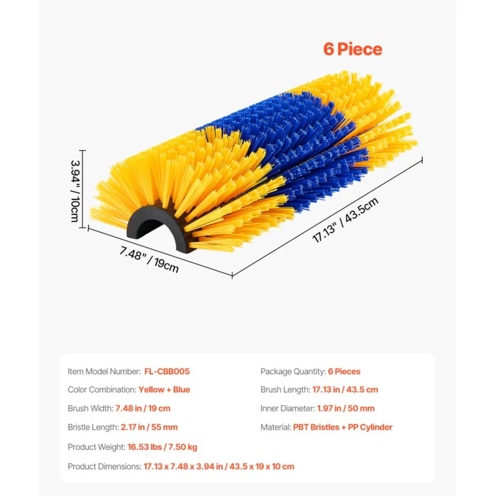 VEVOR Livestock Scratching Brush, 6 Pcs Horse Brush with 12 Screws, 17.1 x 7.5 in Cow Scratcher, for Back Itch Relief & Keep Cleaning, Grooming & Scratching Post for Horse, Pig, Cattle Supplies