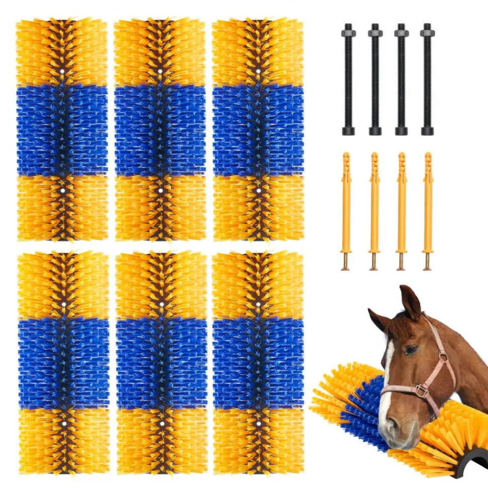VEVOR Livestock Scratching Brush, 6 Pcs Horse Brush with 12 Screws, 17.1 x 7.5 in Cow Scratcher, for Back Itch Relief & Keep Cleaning, Grooming & Scratching Post for Horse, Pig, Cattle Supplies