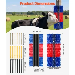 VEVOR Livestock Scratching Brush, 3PCS Goat Scratcher Brush Post with 12 Screws, 16.9