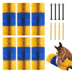 VEVOR Livestock Scratching Brush, 6 Pcs Horse Brush with 12 Screws, 20 x 7.5 in Cow Scratcher, for Back Itch Relief & Keep Cleaning, Grooming & Scratching Post Brush for Horse, Pig, Cattle Supplies