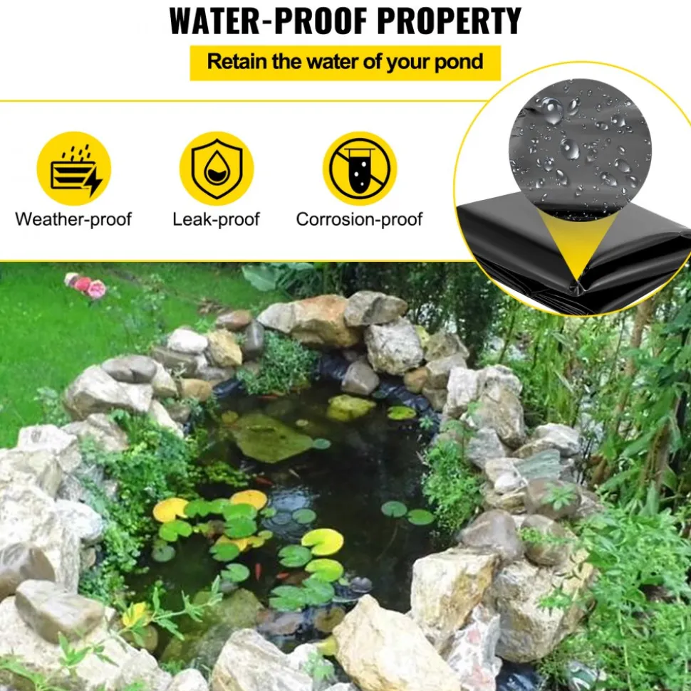 VEVOR LLDPE Pond Liner 20x25 ft, Pond Liner 20 Mil, Fish Pond Liners for Waterfall, Pond and Fish Ponds