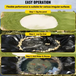 VEVOR LLDPE Pond Liner 20x25 ft, Pond Liner 20 Mil, Fish Pond Liners for Waterfall, Pond and Fish Ponds