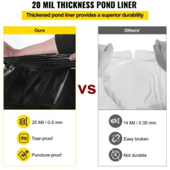 VEVOR LLDPE Pond Liner 15x20 ft, Pond Liner 20 Mil, Fish Pond Liners for Waterfall, Pond and Fish Ponds