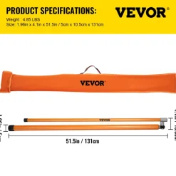 VEVOR Load Height Measuring Stick, 15' Sturdy Fiberglass Truck Height Stick with Adjustable Pole, Non-conductive Truck Height Measuring Stick with Carrying Bag, Height Stick for Trucks, Car Haulers