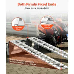 VEVOR Loading Ramps, 2 Pcs 72 x 15 in, Durable Aluminum and Heavy-Duty Trailer Ramp Set with Anti-Slip Plates, 6000 Lbs Combined Capacity, for Carts, Farm Tractors, ATVs, Lawn Mowers, Motorcycles