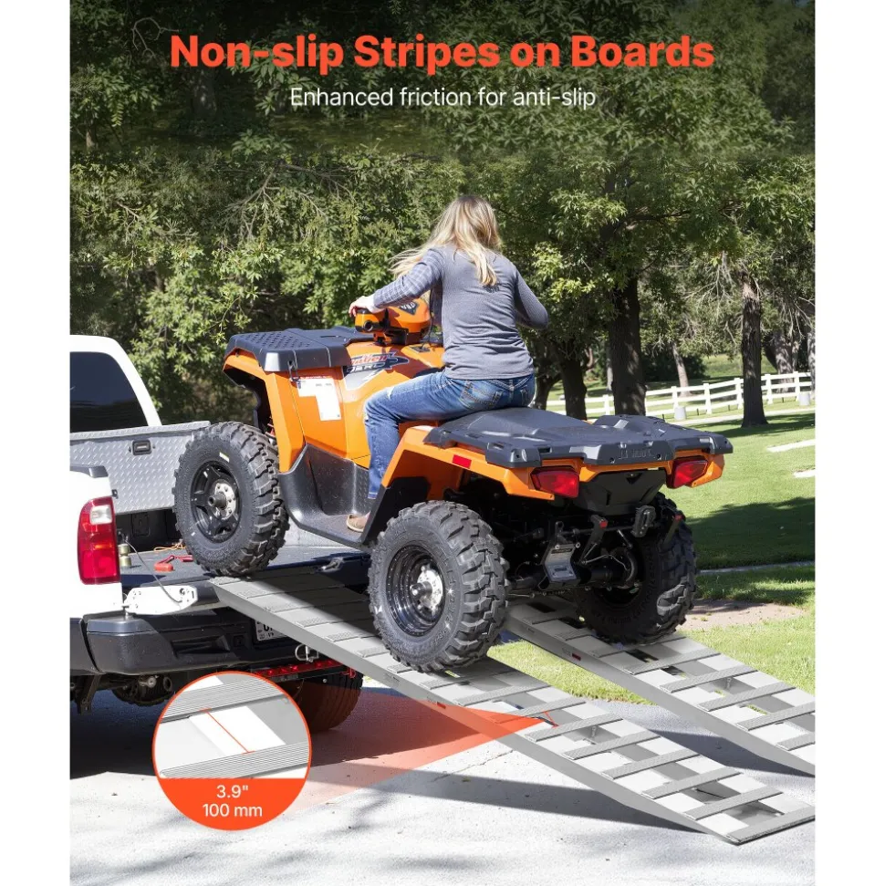 VEVOR Loading Ramps, 2 Pcs 72 x 15 in, Durable Aluminum and Heavy-Duty Trailer Ramp Set with Anti-Slip Plates, 6000 Lbs Combined Capacity, for Carts, Farm Tractors, ATVs, Lawn Mowers, Motorcycles
