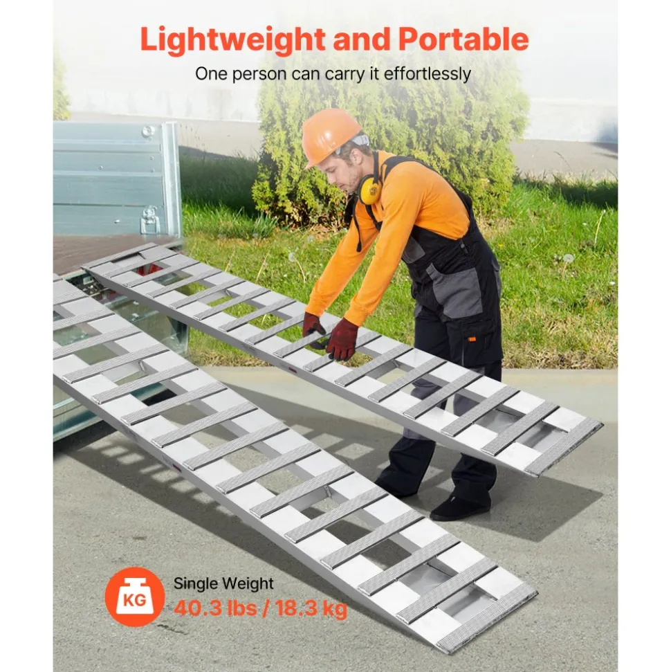 VEVOR Loading Ramps, 2 Pcs 72 x 15 in, Durable Aluminum and Heavy-Duty Trailer Ramp Set with Anti-Slip Plates, 6000 Lbs Combined Capacity, for Carts, Farm Tractors, ATVs, Lawn Mowers, Motorcycles