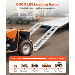VEVOR Loading Ramps, 2 Pcs 72 x 15 in, Durable Aluminum and Heavy-Duty Trailer Ramp Set with Anti-Slip Plates, 6000 Lbs Combined Capacity, for Carts, Farm Tractors, ATVs, Lawn Mowers, Motorcycles