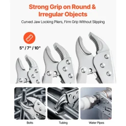 VEVOR Locking Pliers Set 5-Piece Pliers Tool Set Nickel-Plated Carbon Steel, Hand Tools for DIY & Home Use, 5