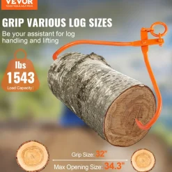VEVOR Log Skidding Tongs, 32 inch 2 Claw Log Lifting Tongs, Heavy Duty Steel Lumber Skidding Tongs, 1543 lbs/700 kg Loading Capacity, Log Lifting, Handling, Dragging & Carrying Tool
