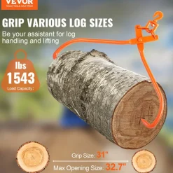 VEVOR Log Skidding Tongs, 32 inch 2 Claw Log Lifting Tongs, Heavy Duty Rotating Steel Lumber Skidding Tongs, 1543 lbs/700 kg Loading Capacity, Log Lifting, Handling, Dragging & Carrying Tool