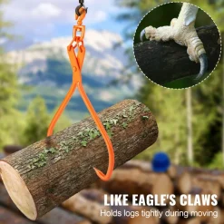 VEVOR Log Skidding Tongs, 32 inch 2 Claw Log Lifting Tongs, Heavy Duty Rotating Steel Lumber Skidding Tongs, 1543 lbs/700 kg Loading Capacity, Log Lifting, Handling, Dragging & Carrying Tool