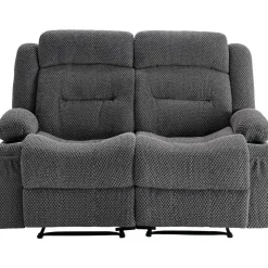 VEVOR Loveseat Recliner Sofa, Manual Reclining Couch with Heating and Massage, Soft Corduroy Recliner Sofa with USB Ports, Cup Holders and Side Storage Bags, Dual Loveseat Chair for Living Room, Grey