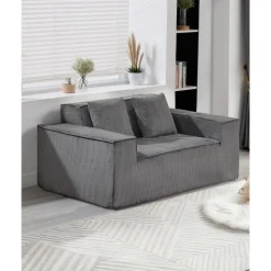VEVOR Loveseat Sofa, 63-Inch 2-Seats Couch for Living Room, Modern Small Corduroy Couch with Pocket Springs, Soft Cushions, Comfy Loveseat for Bedroom, Office or Apartment, No Assembly Required, Gray